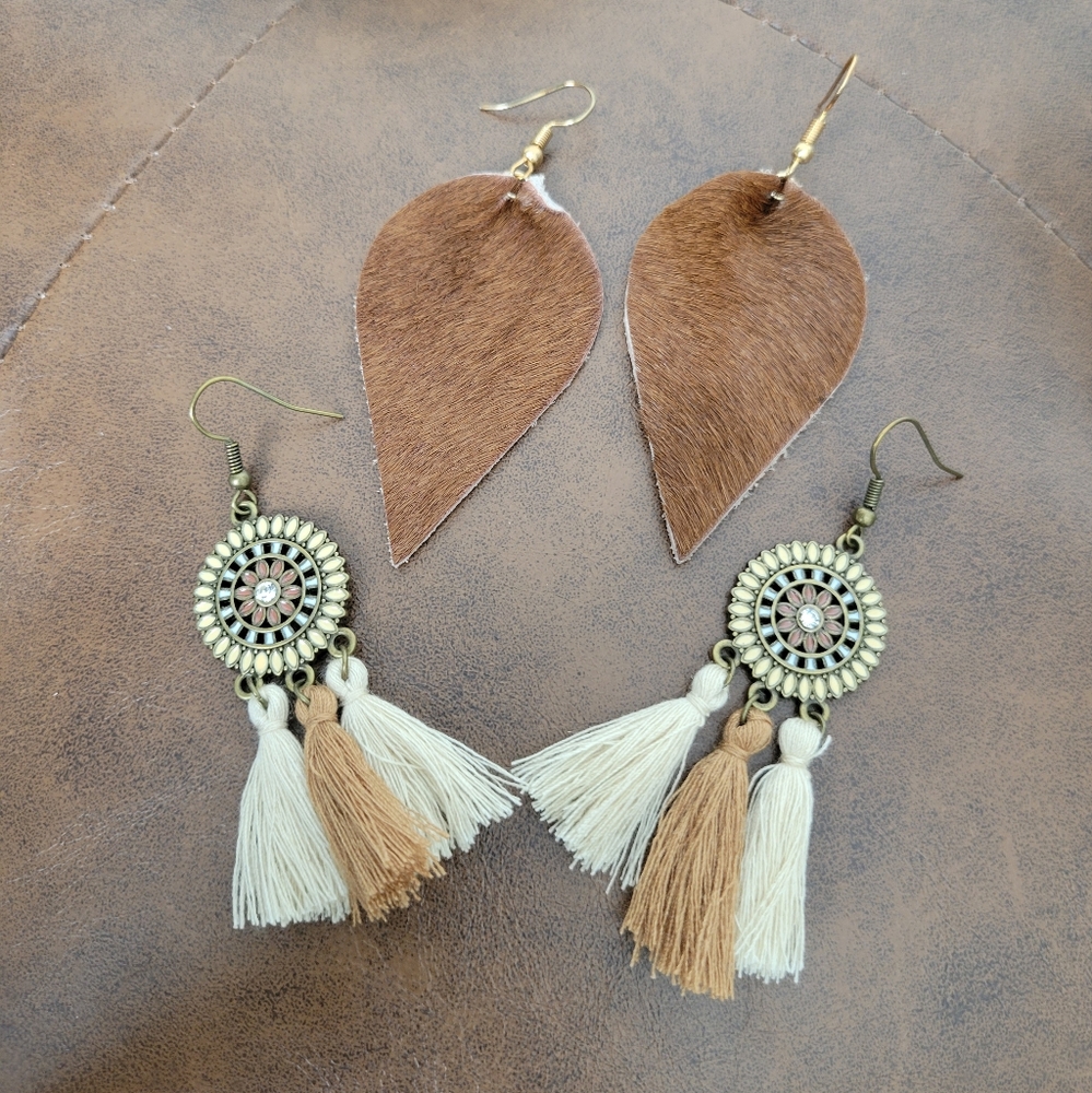 Brown western earring bundle